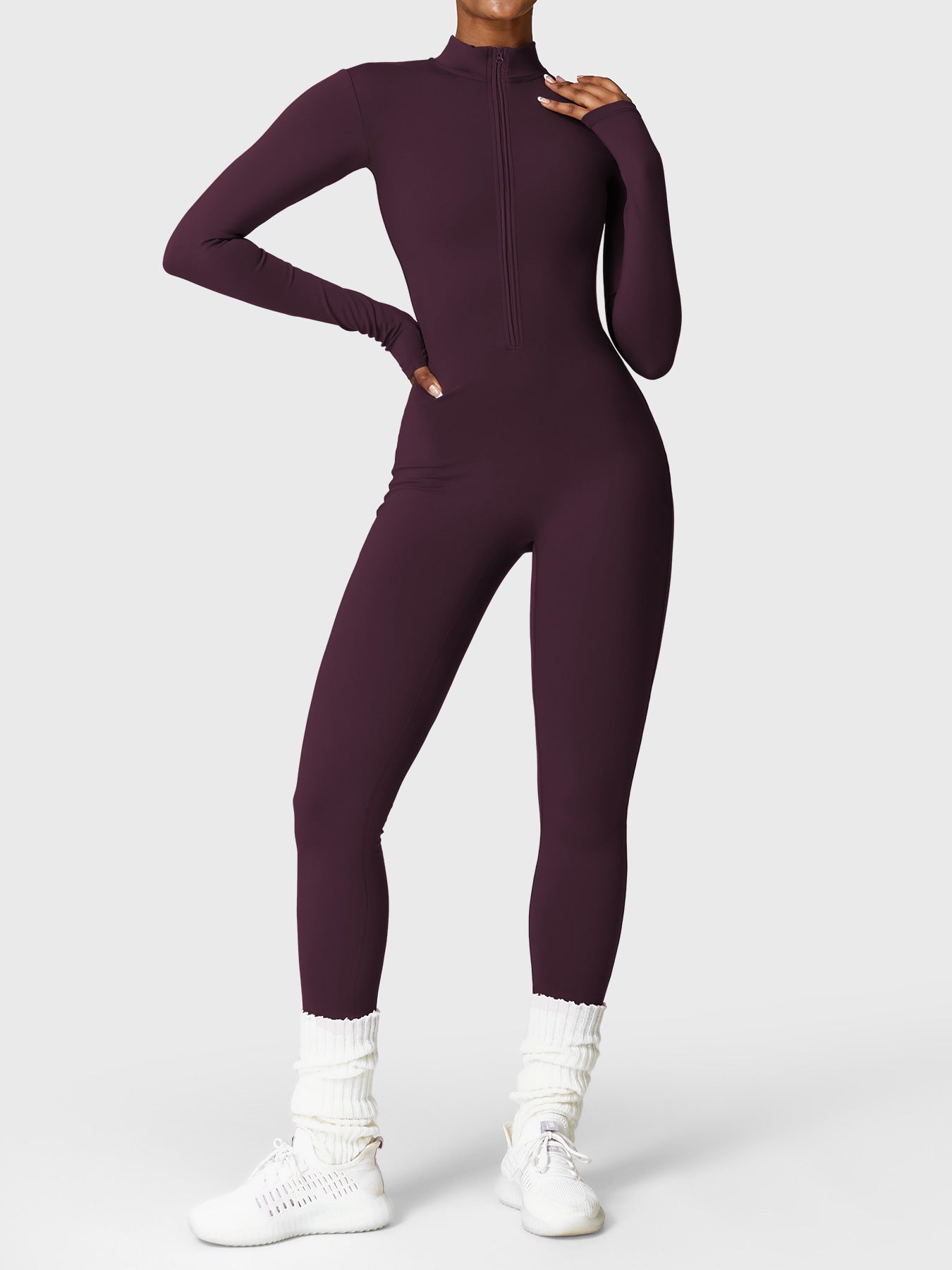Vrouwelijke Yeoreo Belle Fleece Lange Mouw Rits Jumpsuit
