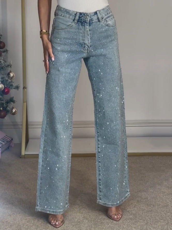 Hoge taille diamant rechtbeen jeans