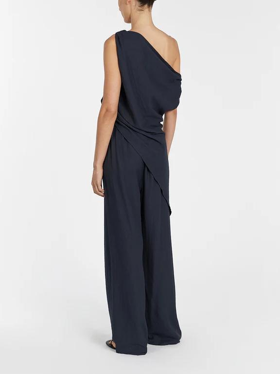 Asymmetrische Twist Detail Top en Linnen Blend Broek Set