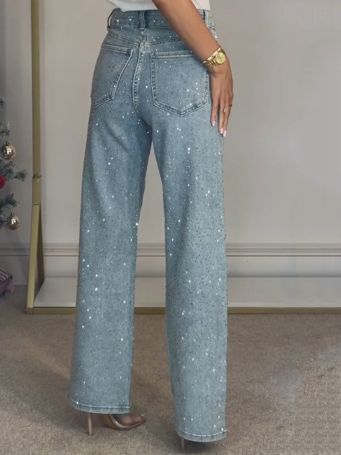 Hoge taille diamant rechtbeen jeans