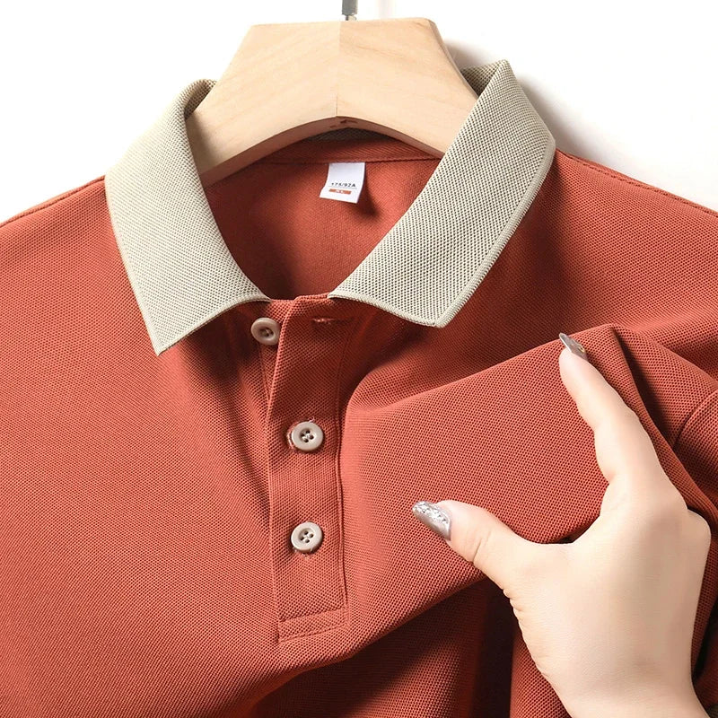 Mannen Polo met Contrasterende Stiksel