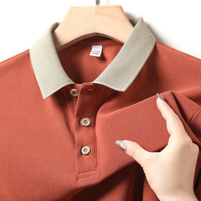 Mannen Polo met Contrasterende Stiksel