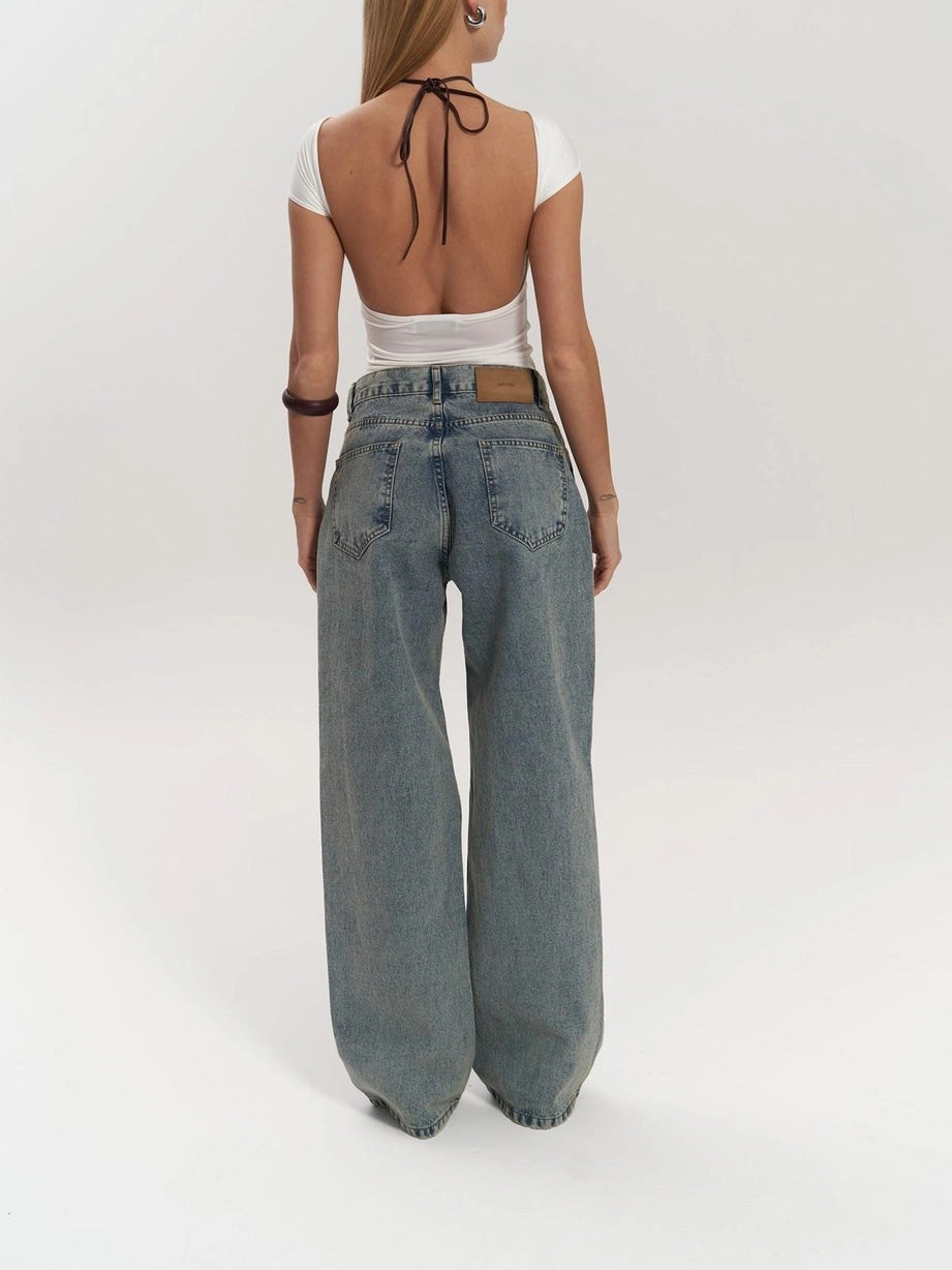 Blauwe Doorzichtige Jeans