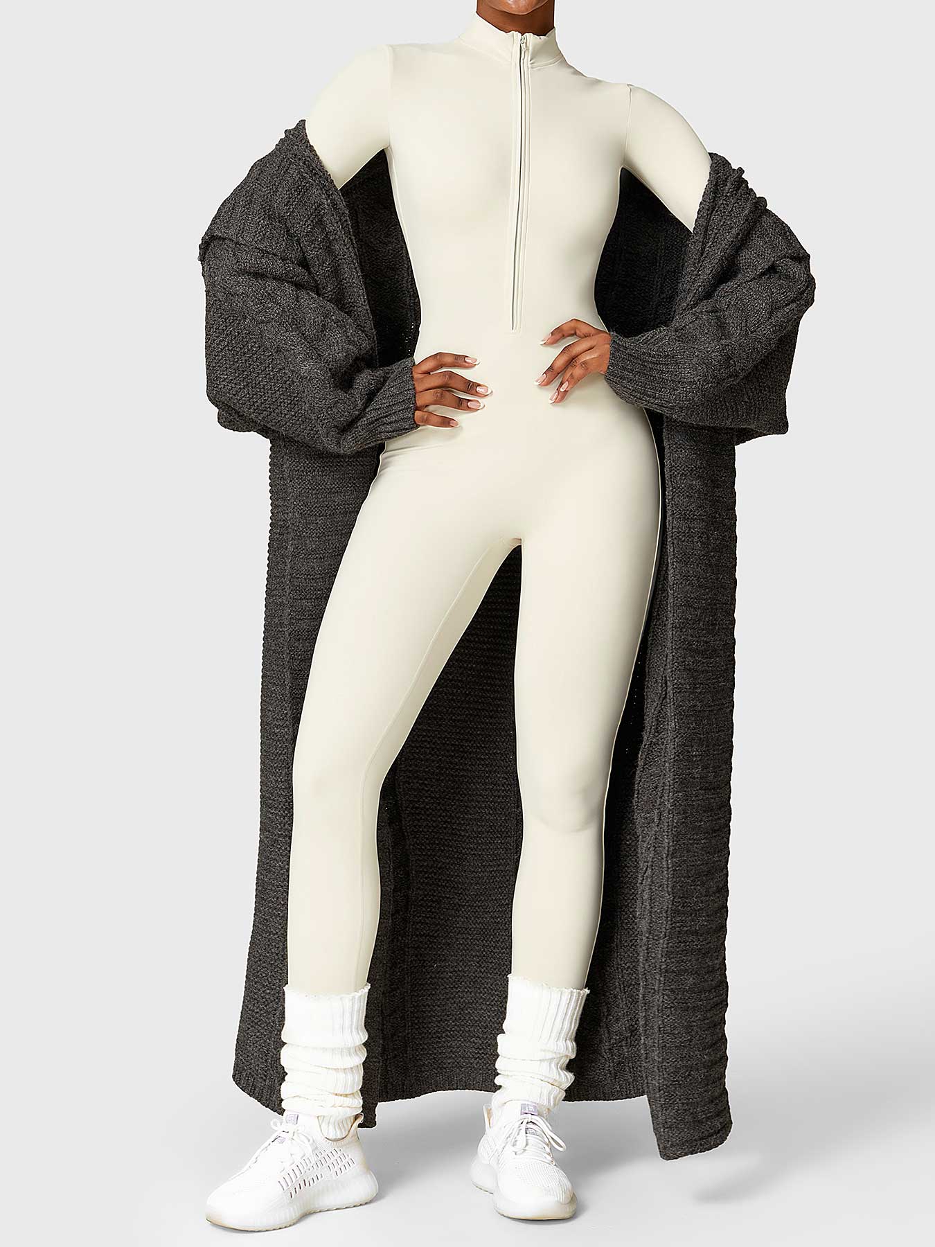 Vrouwelijke Yeoreo Belle Fleece Lange Mouw Rits Jumpsuit