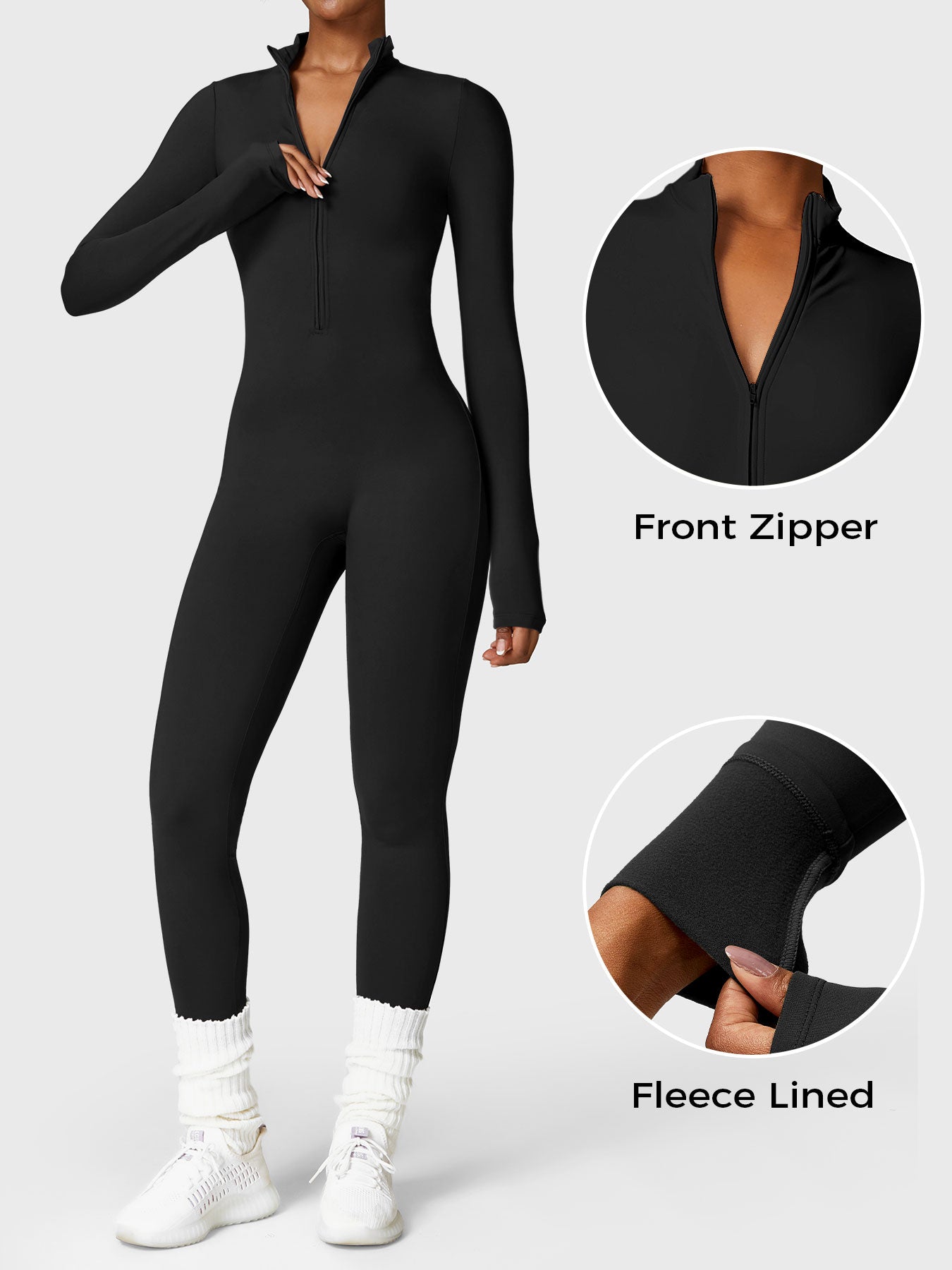 Vrouwelijke Yeoreo Belle Fleece Lange Mouw Rits Jumpsuit