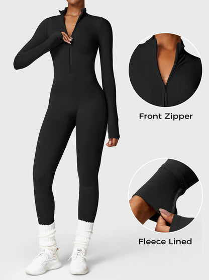 Vrouwelijke Yeoreo Belle Fleece Lange Mouw Rits Jumpsuit