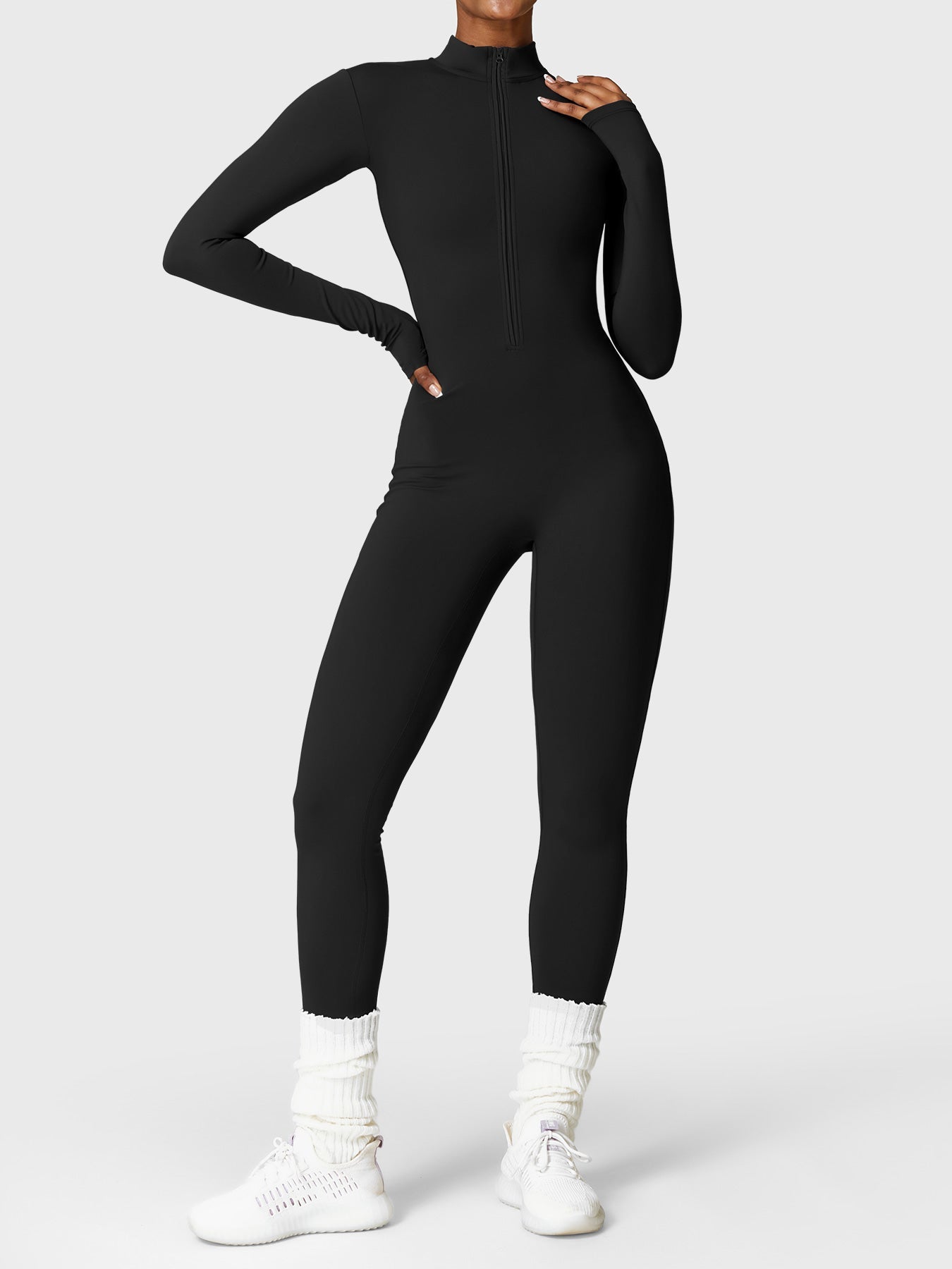 Vrouwelijke Yeoreo Belle Fleece Lange Mouw Rits Jumpsuit