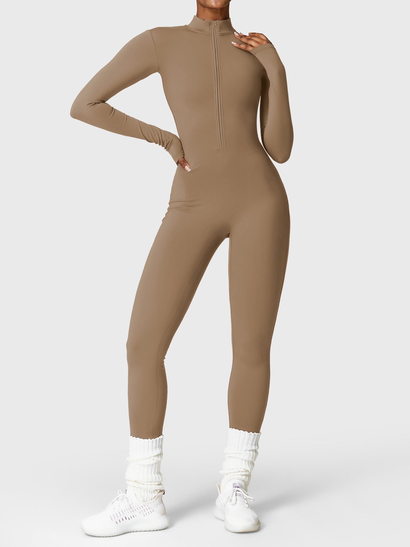 Vrouwelijke Yeoreo Belle Fleece Lange Mouw Rits Jumpsuit