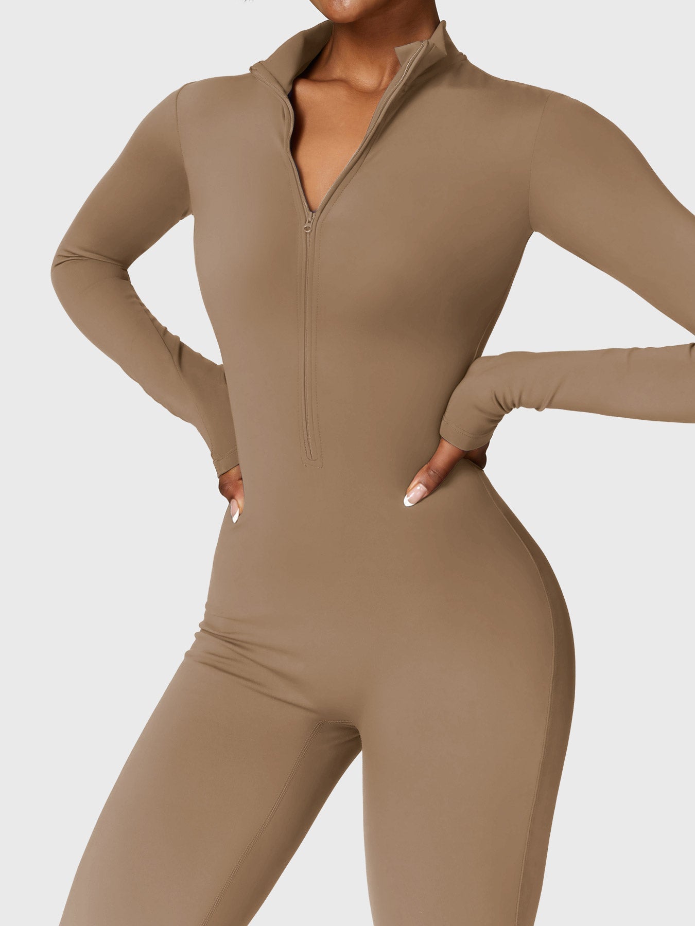 Vrouwelijke Yeoreo Belle Fleece Lange Mouw Rits Jumpsuit