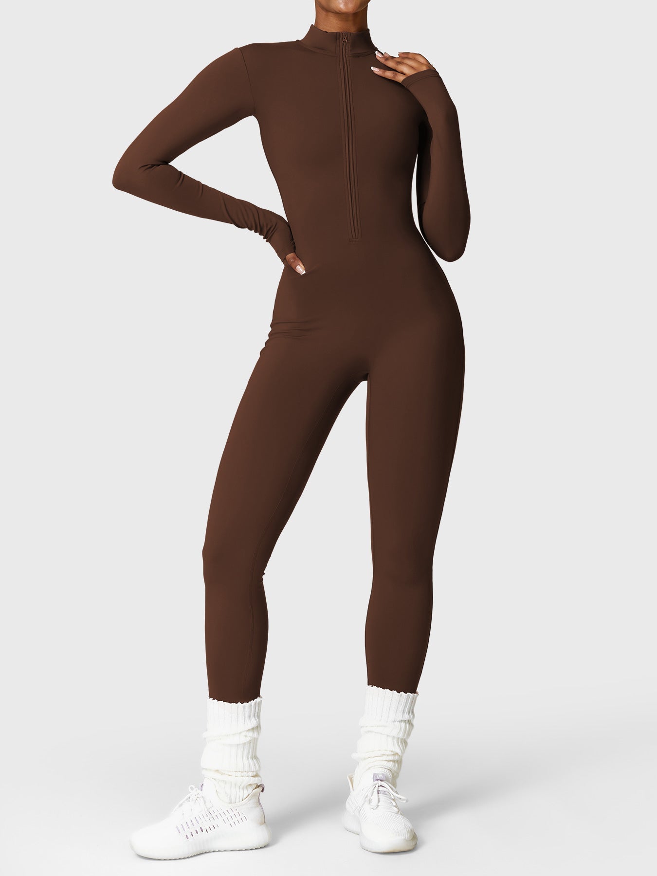 Vrouwelijke Yeoreo Belle Fleece Lange Mouw Rits Jumpsuit