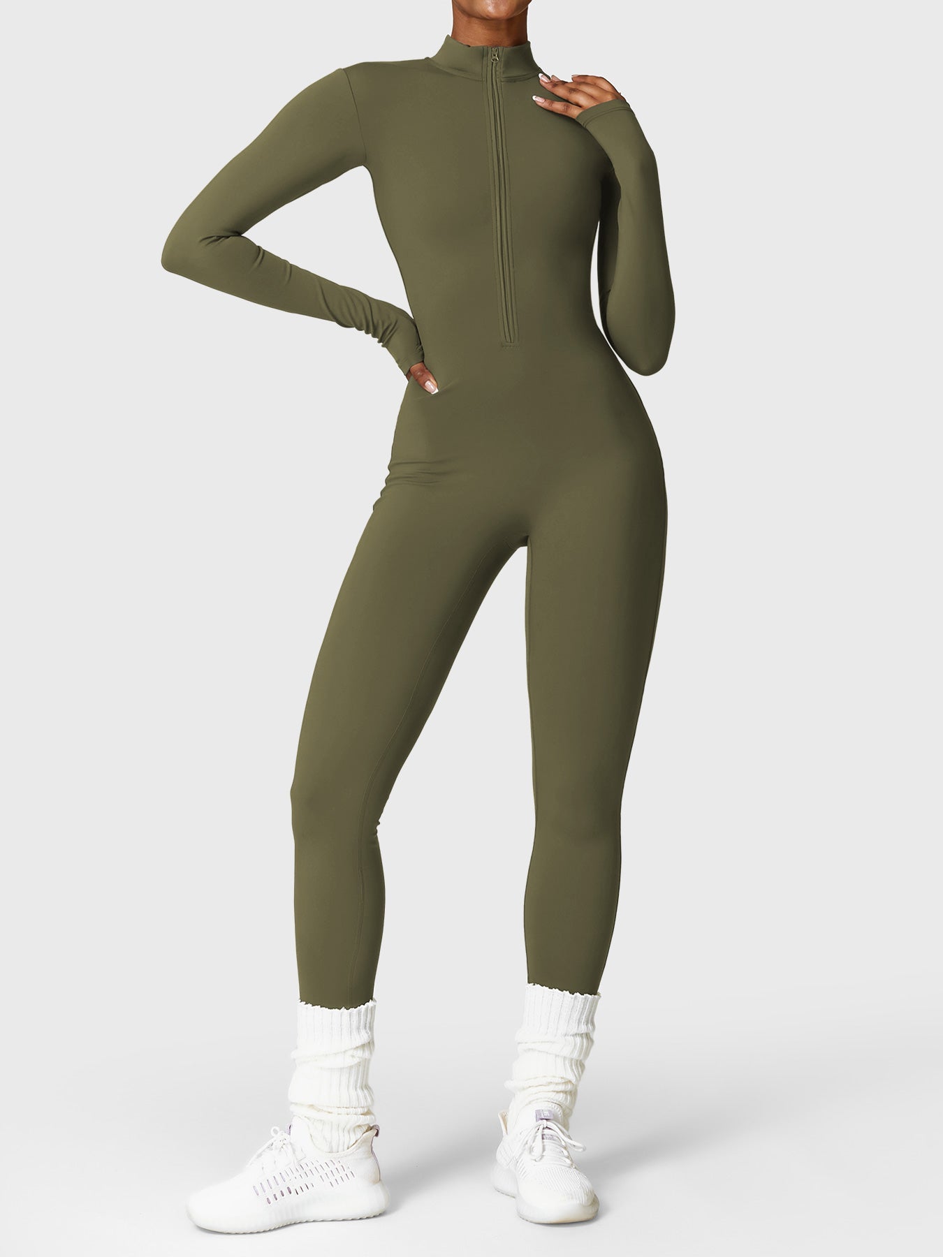 Vrouwelijke Yeoreo Belle Fleece Lange Mouw Rits Jumpsuit