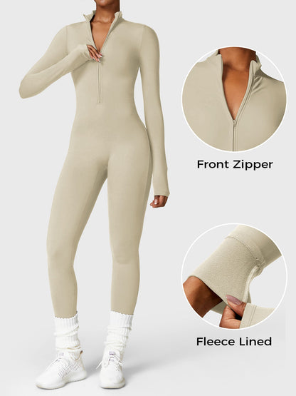 Vrouwelijke Yeoreo Belle Fleece Lange Mouw Rits Jumpsuit