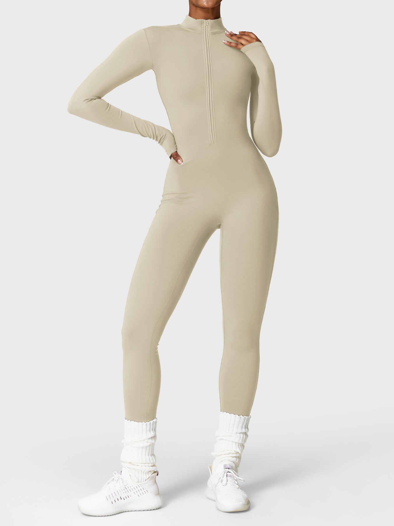 Vrouwelijke Yeoreo Belle Fleece Lange Mouw Rits Jumpsuit