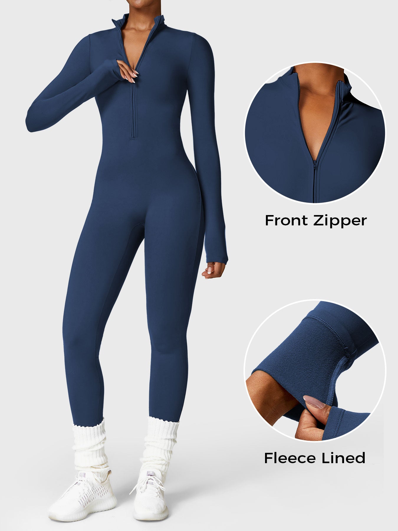 Vrouwelijke Yeoreo Belle Fleece Lange Mouw Rits Jumpsuit