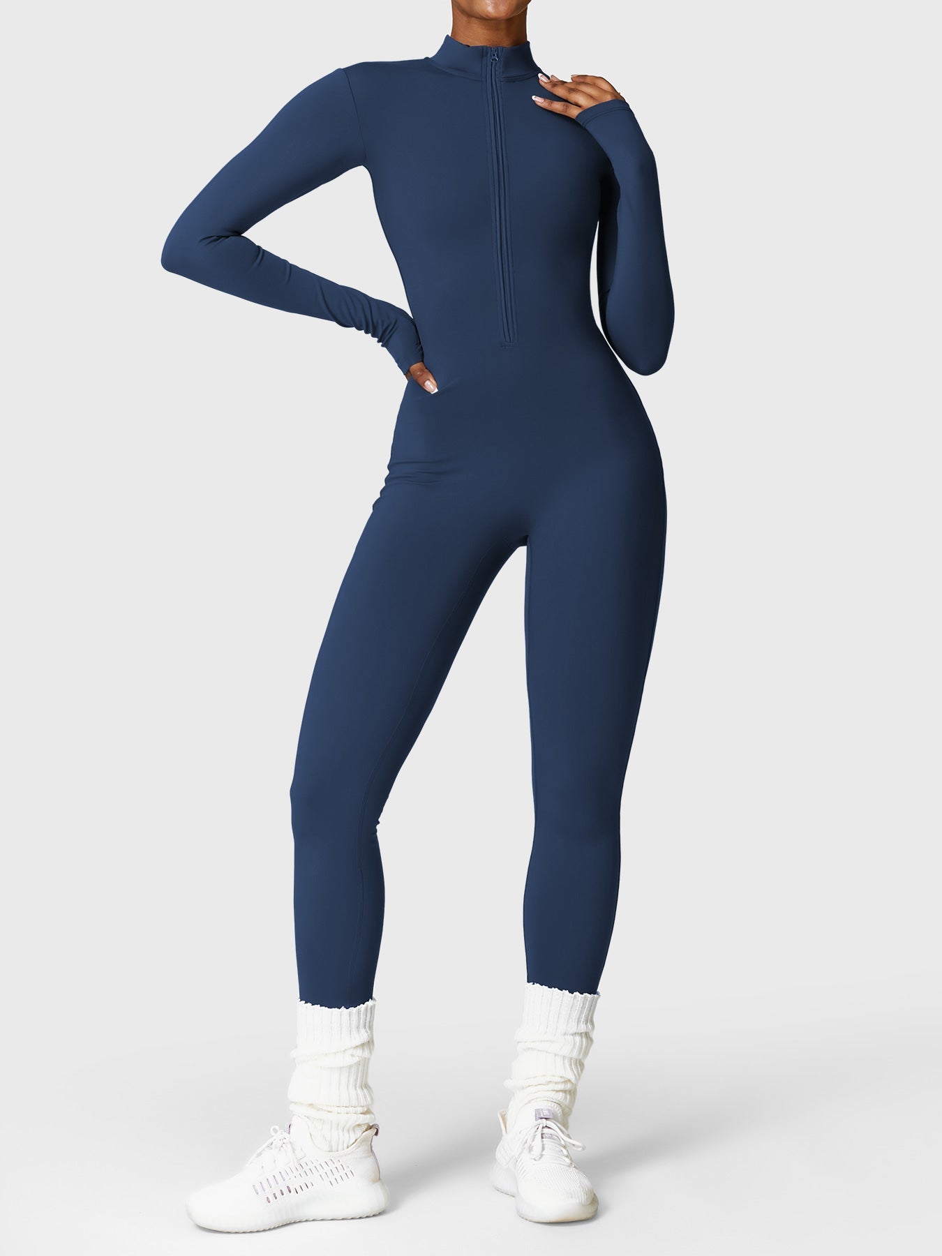 Vrouwelijke Yeoreo Belle Fleece Lange Mouw Rits Jumpsuit